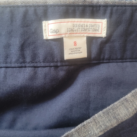 Gap Navy and Gray Striped Linen Blend Chambray Mini Skirt 8 - Picture 2 of 3
